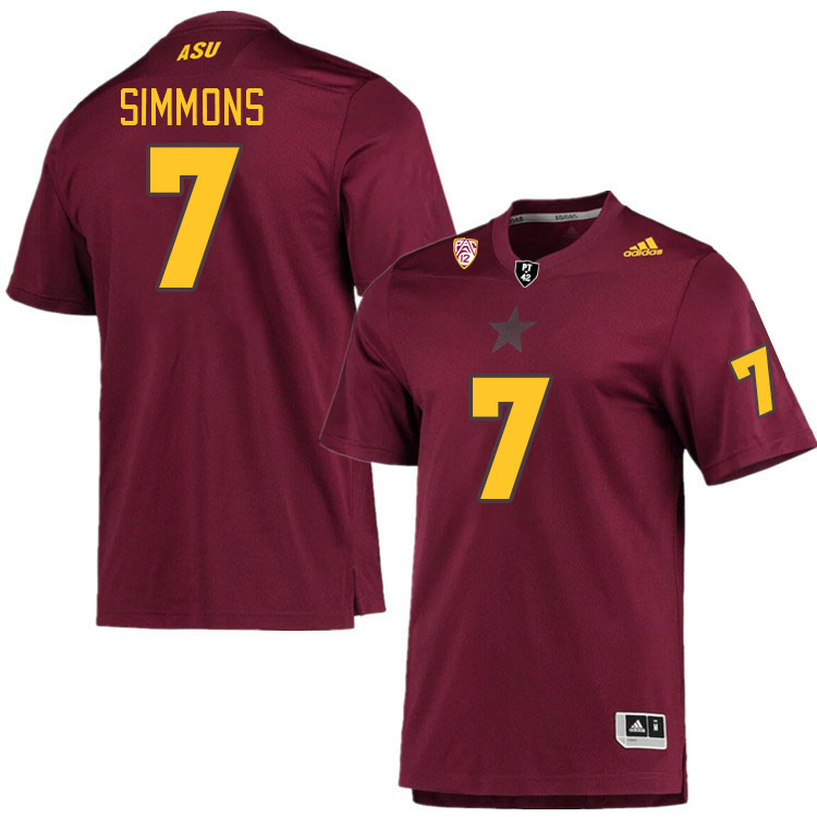 Men #7 Shamari Simmons Arizona State Sun Devils College Football Jerseys Stitched Sale-Maroon
